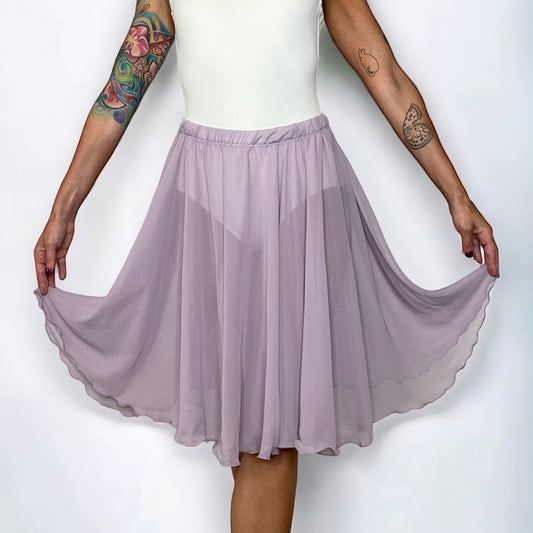 Light Purple Lavender Mist Chiffon Ballet Pull On Skirt - Ballet Rehearsal Skirt - Pirouette Skirt