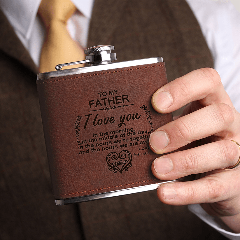 I Love You Poem - Family Personalized Custom Hip Flask - Father's Day, Birthday Gift For Dad, Grandpa, Husband, Boyfriend