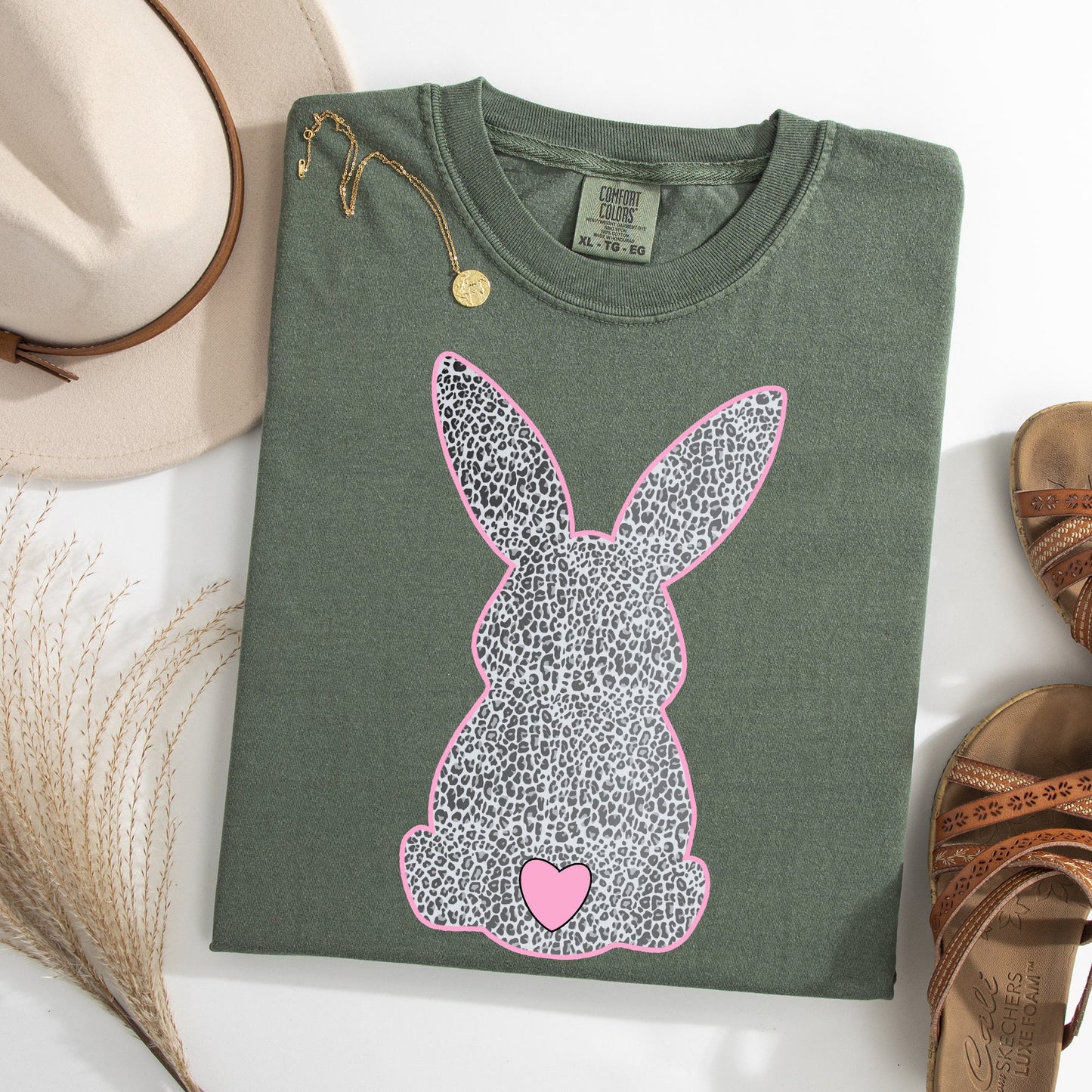 Leopard Print Bunny, Easter, Bunny, Jesus, Rabbit, Holiday Tshirt Comfort Colors T-Shirt