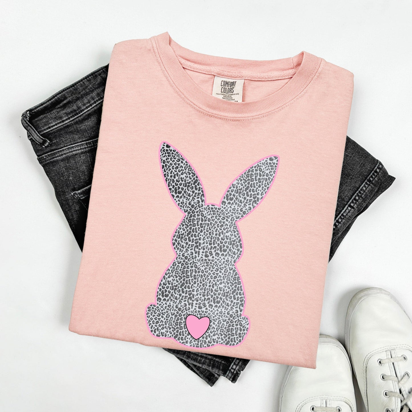 Leopard Print Bunny, Easter, Bunny, Jesus, Rabbit, Holiday Tshirt Comfort Colors T-Shirt