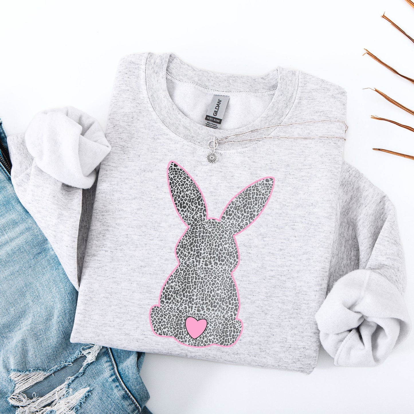 Leopard Print Bunny, Easter, Bunny, Jesus, Rabbit, Holiday Sweatshirt