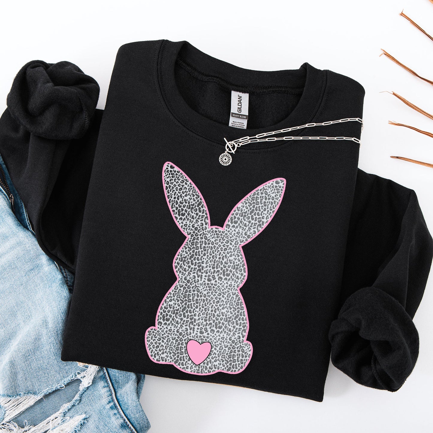 Leopard Print Bunny, Easter, Bunny, Jesus, Rabbit, Holiday Sweatshirt