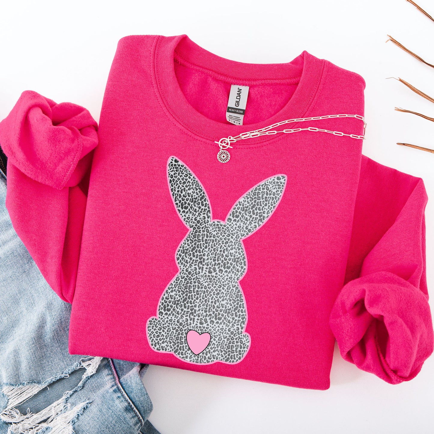 Leopard Print Bunny, Easter, Bunny, Jesus, Rabbit, Holiday Sweatshirt
