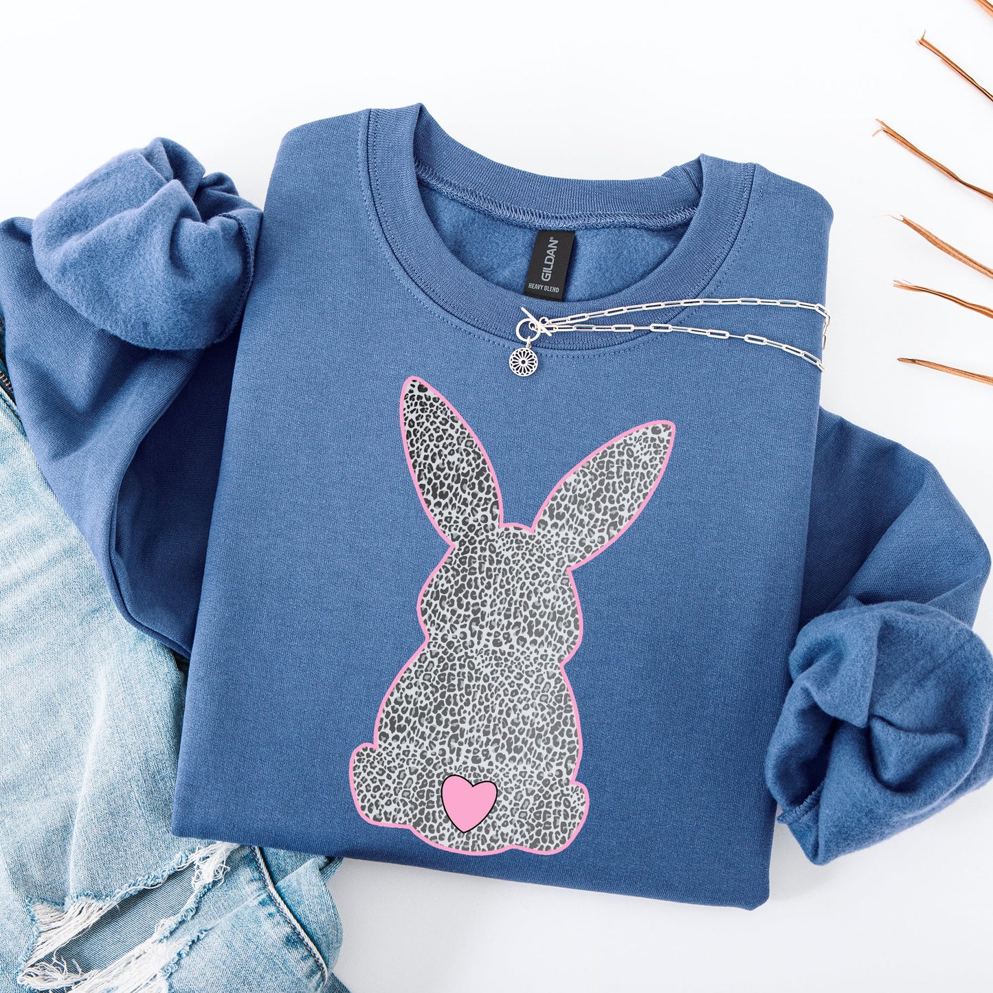 Leopard Print Bunny, Easter, Bunny, Jesus, Rabbit, Holiday Sweatshirt