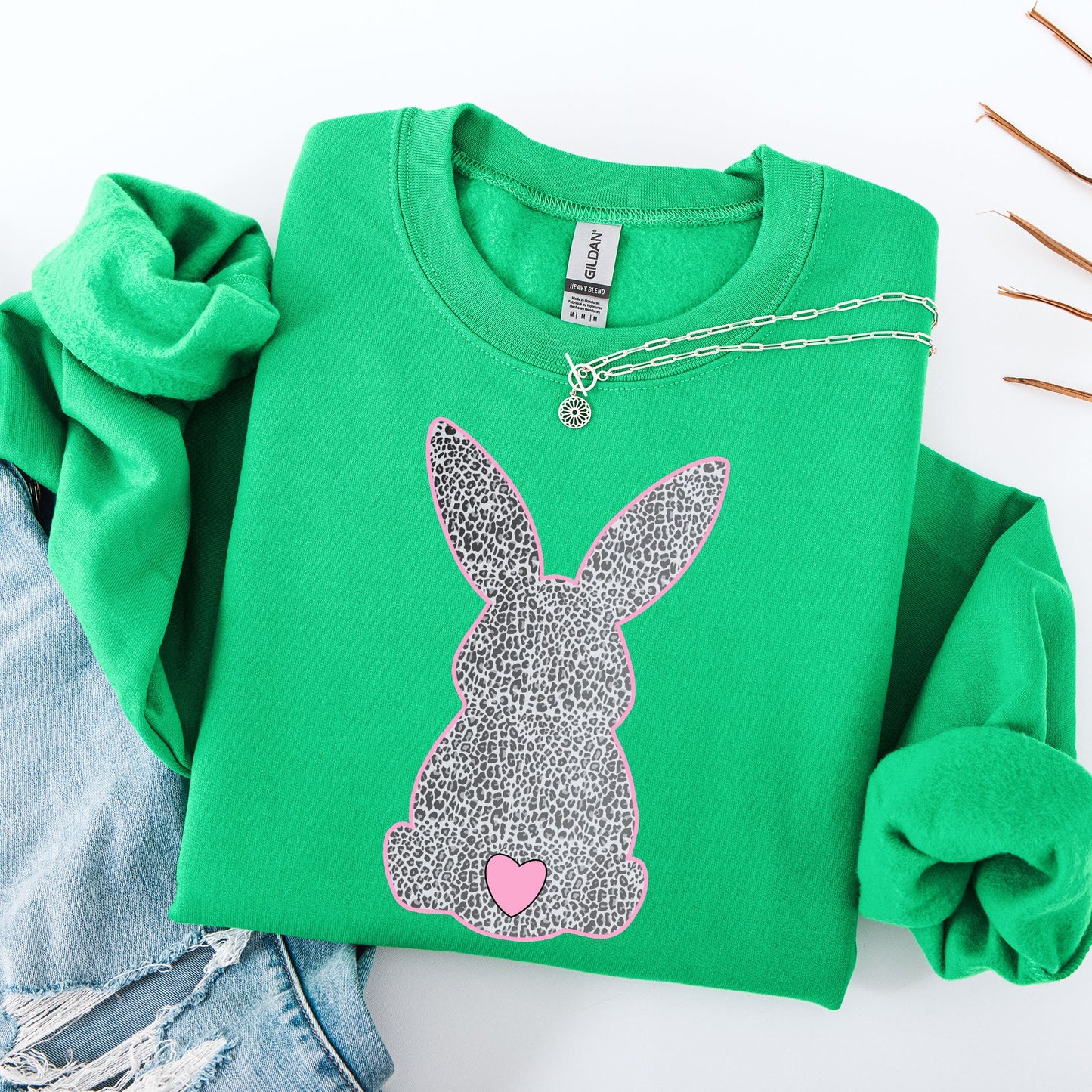 Leopard Print Bunny, Easter, Bunny, Jesus, Rabbit, Holiday Sweatshirt