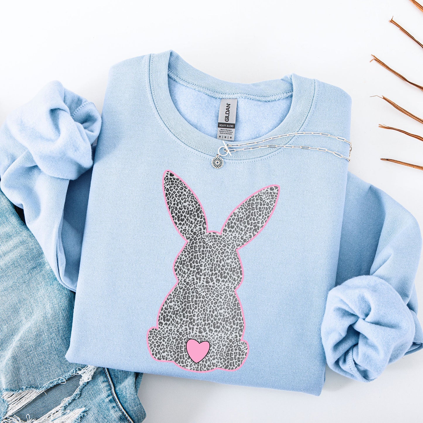 Leopard Print Bunny, Easter, Bunny, Jesus, Rabbit, Holiday Sweatshirt