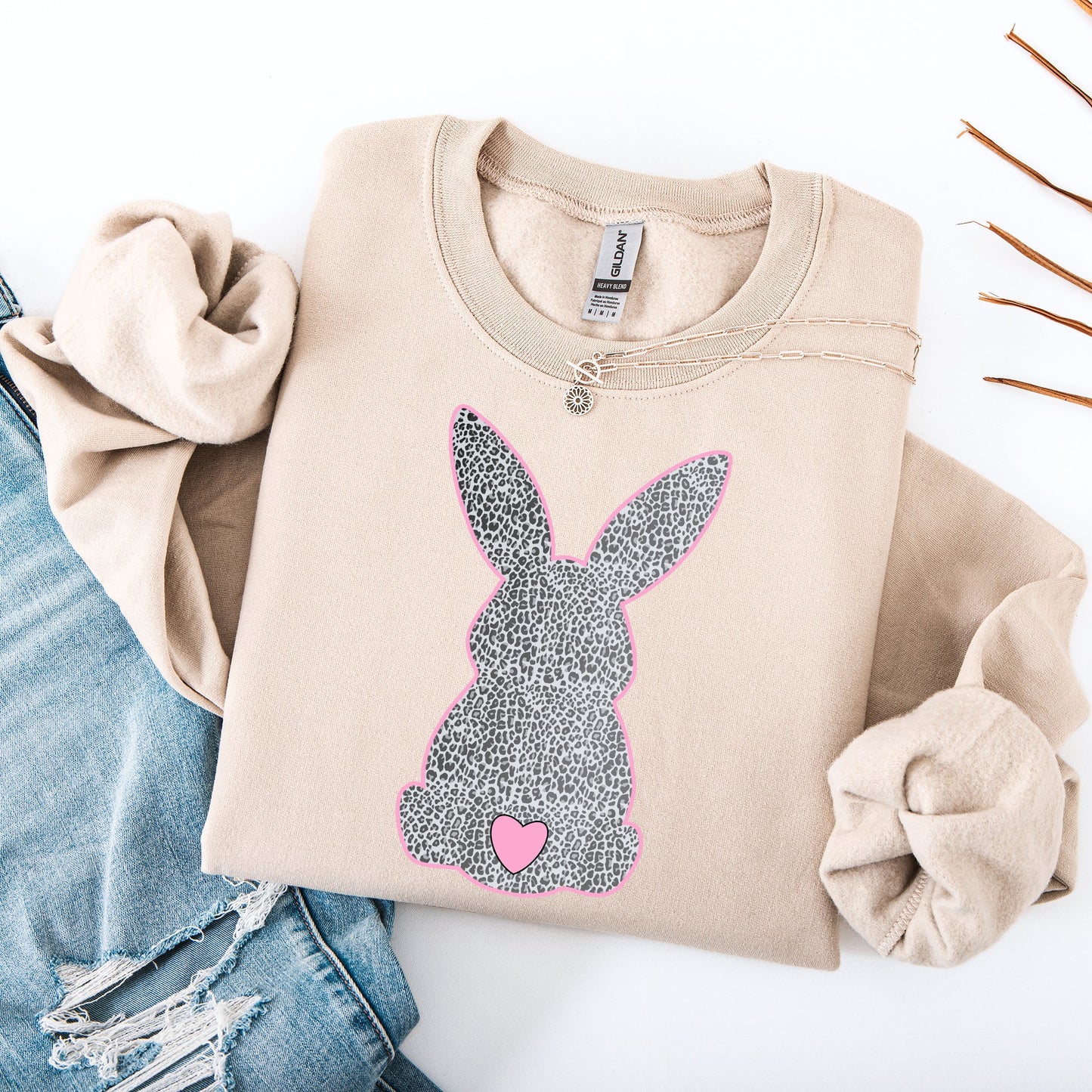 Leopard Print Bunny, Easter, Bunny, Jesus, Rabbit, Holiday Sweatshirt