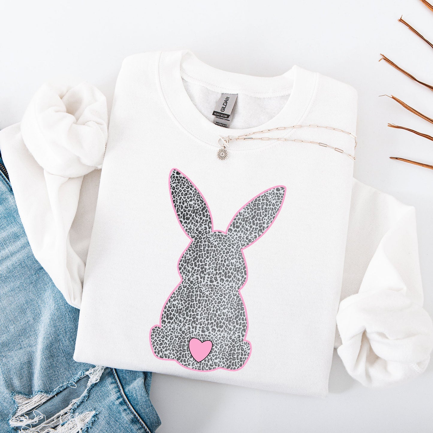 Leopard Print Bunny, Easter, Bunny, Jesus, Rabbit, Holiday Sweatshirt