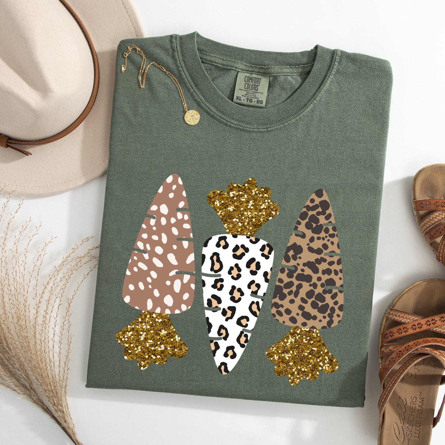 Leopard Print Carrots, Easter, Bunny, Jesus, Rabbit, Holiday Tshirt Comfort Colors T-Shirt