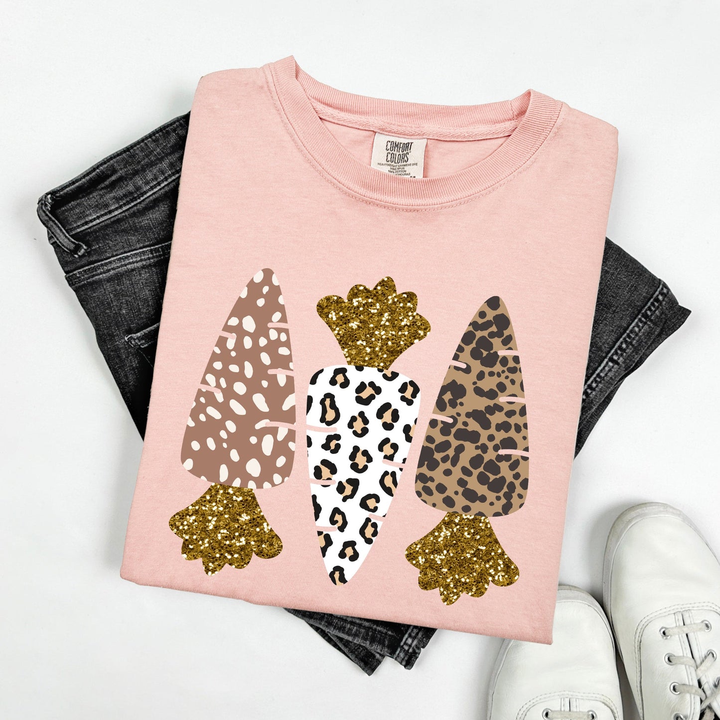 Leopard Print Carrots, Easter, Bunny, Jesus, Rabbit, Holiday Tshirt Comfort Colors T-Shirt
