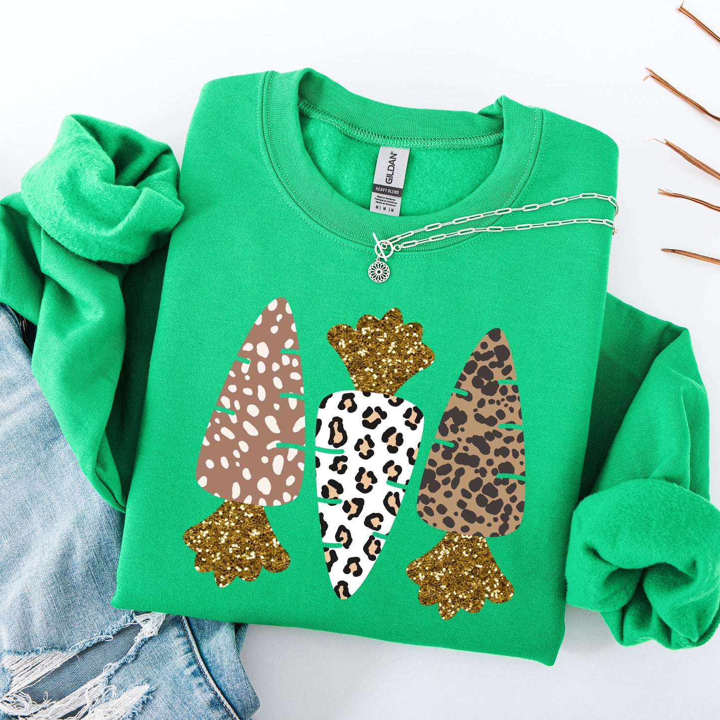 Leopard Print Carrots, Easter, Bunny, Jesus, Rabbit, Holiday Sweatshirt