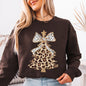 Leopard Print Christmas Tree, Dalmatian Bow, Santa, Cute, Girly Sweatshirt