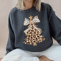 Leopard Print Christmas Tree, Dalmatian Bow, Santa, Cute, Girly Sweatshirt