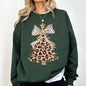 Leopard Print Christmas Tree, Dalmatian Bow, Santa, Cute, Girly Sweatshirt