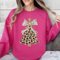 Leopard Print Christmas Tree, Dalmatian Bow, Santa, Cute, Girly Sweatshirt