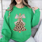 Leopard Print Christmas Tree, Dalmatian Bow, Santa, Cute, Girly Sweatshirt