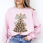 Leopard Print Christmas Tree, Dalmatian Bow, Santa, Cute, Girly Sweatshirt