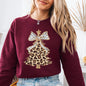 Leopard Print Christmas Tree, Dalmatian Bow, Santa, Cute, Girly Sweatshirt