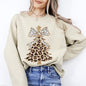 Leopard Print Christmas Tree, Dalmatian Bow, Santa, Cute, Girly Sweatshirt
