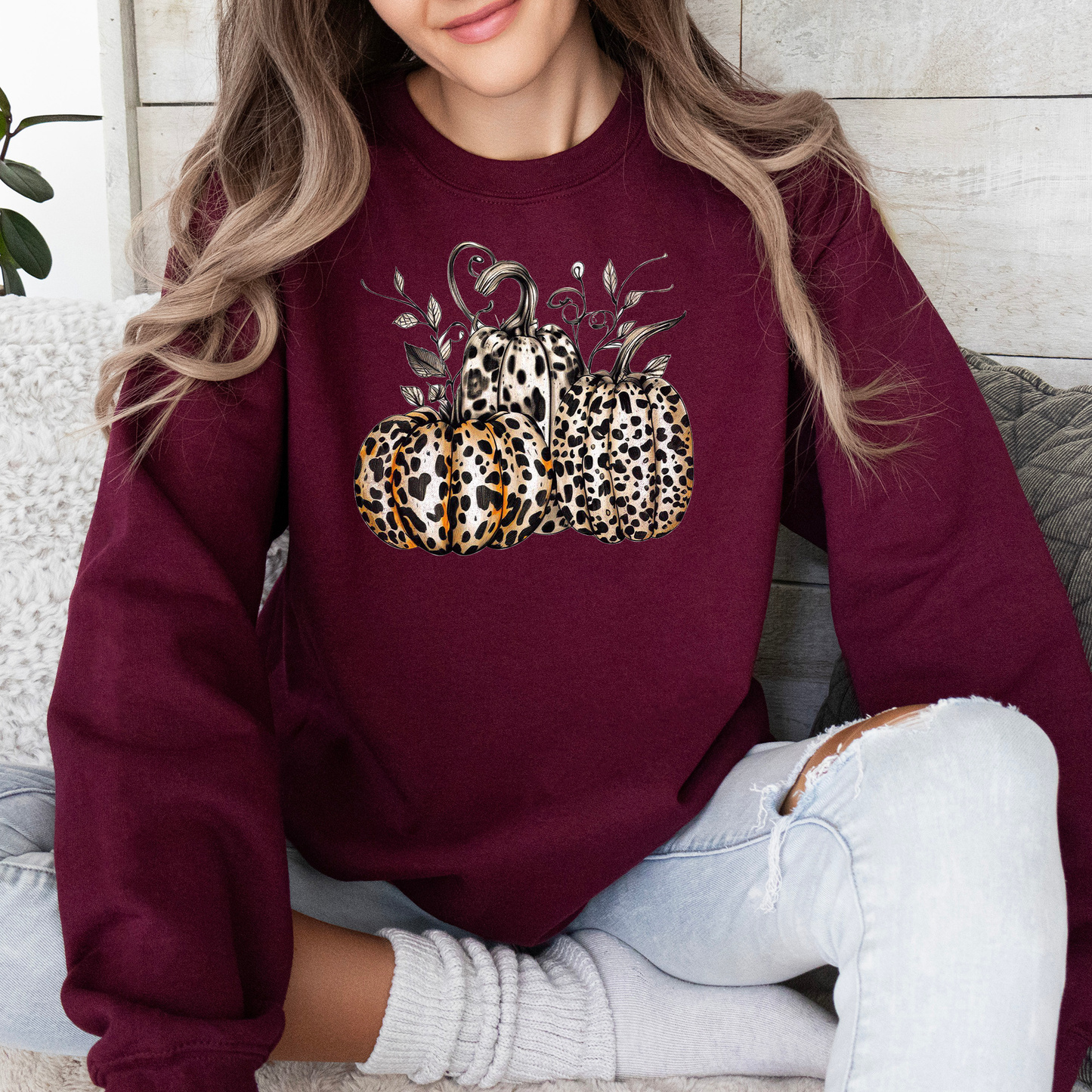 Leopard Print Pumpkins, Cute, Halloween, Autumn, Fall Sweatshirt