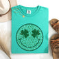 Leopard Print Smiley, Retro, St Patrick's Day, Shamrock, Clover, Lucky, Leprechaun Tshirt Comfort Colors T-Shirt