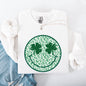 Leopard Print Smiley, Retro, St Patrick's Day, Shamrock, Clover, Lucky, Leprechaun Sweatshirt