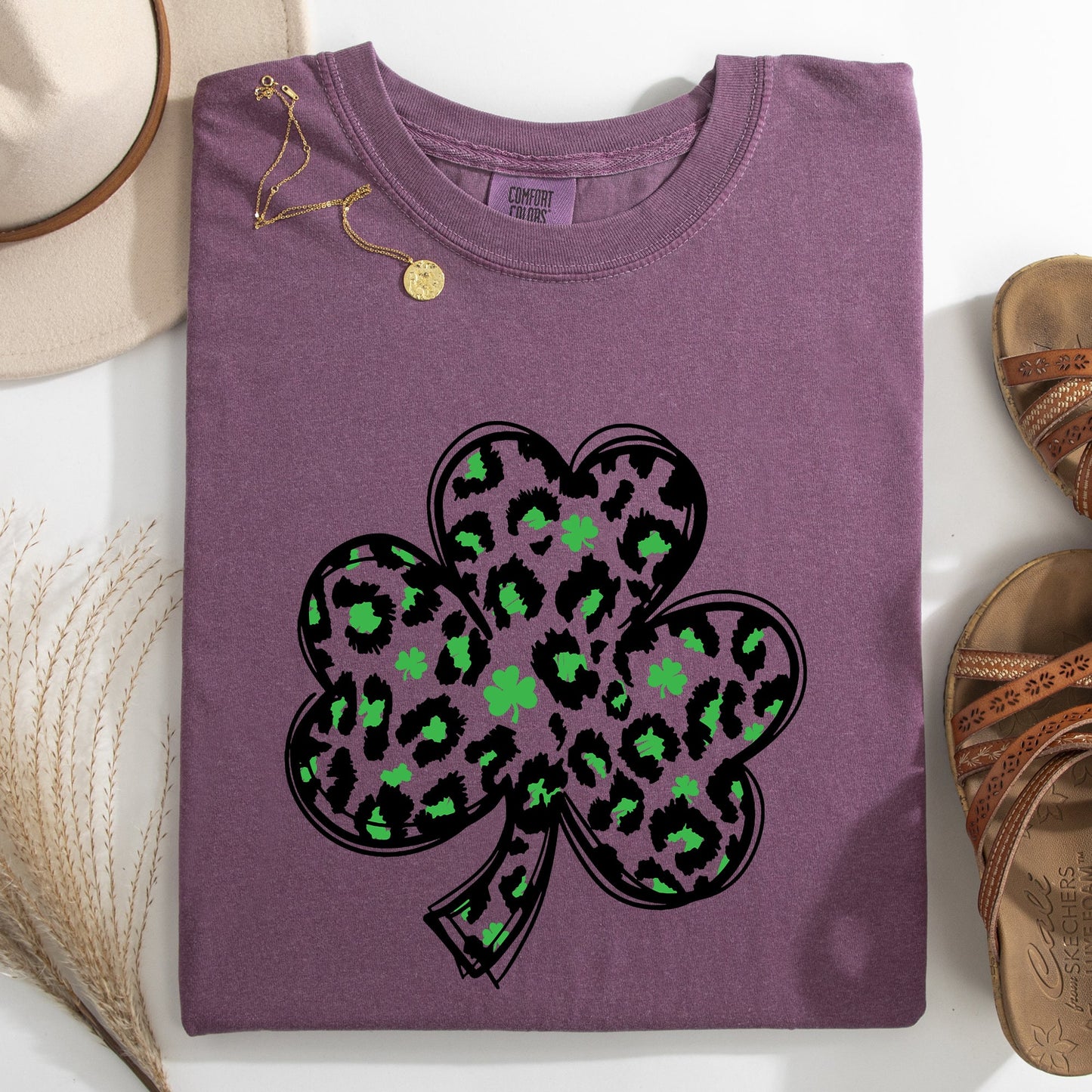 Leopard Print, St Patrick's Day, Shamrock, Clover, Lucky, Leprechaun Tshirt Comfort Colors T-Shirt