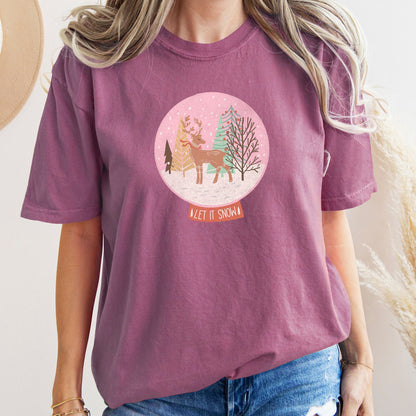 Let It Snow, Snow Ball, Christmas, Deer, Comfort Colors, Tshirt