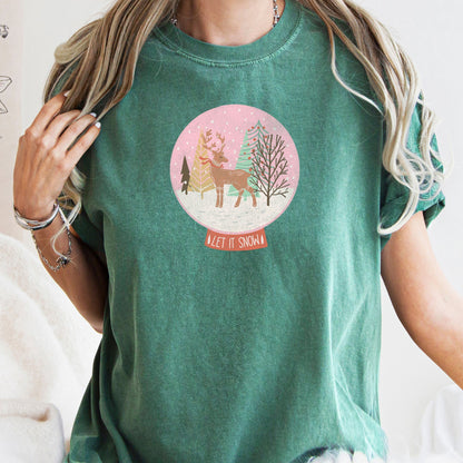 Let It Snow, Snow Ball, Christmas, Deer, Comfort Colors, Tshirt