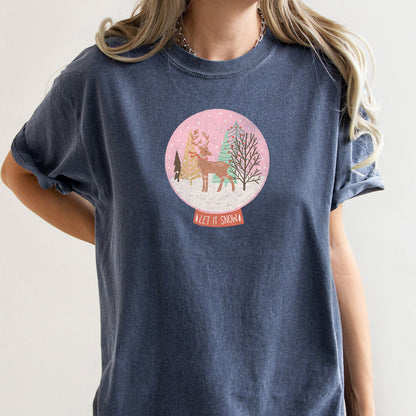 Let It Snow, Snow Ball, Christmas, Deer, Comfort Colors, Tshirt