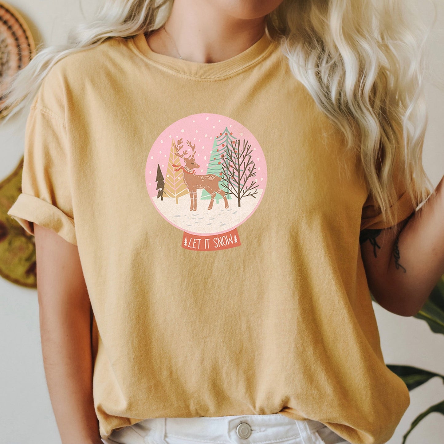 Let It Snow, Snow Ball, Christmas, Deer, Comfort Colors, Tshirt