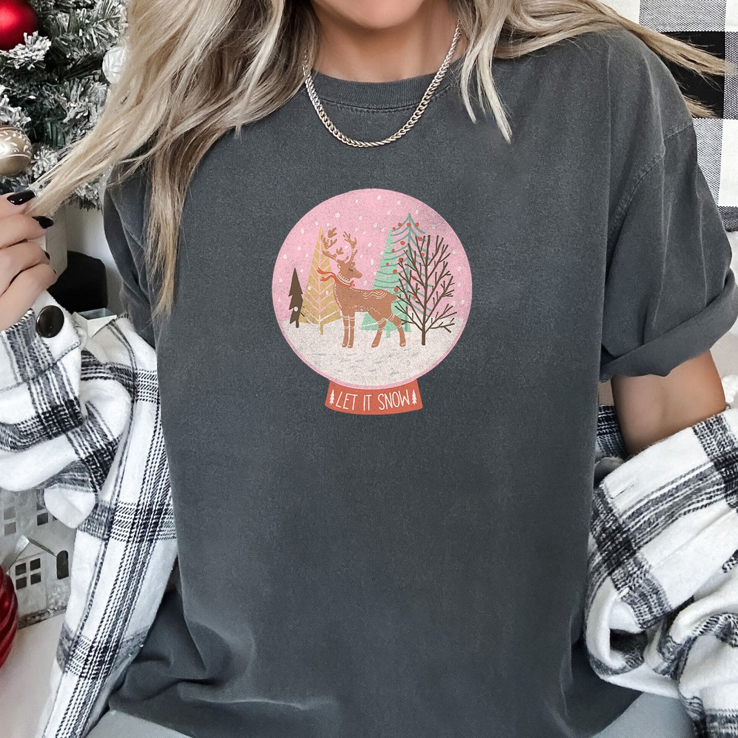 Let It Snow, Snow Ball, Christmas, Deer, Comfort Colors, Tshirt