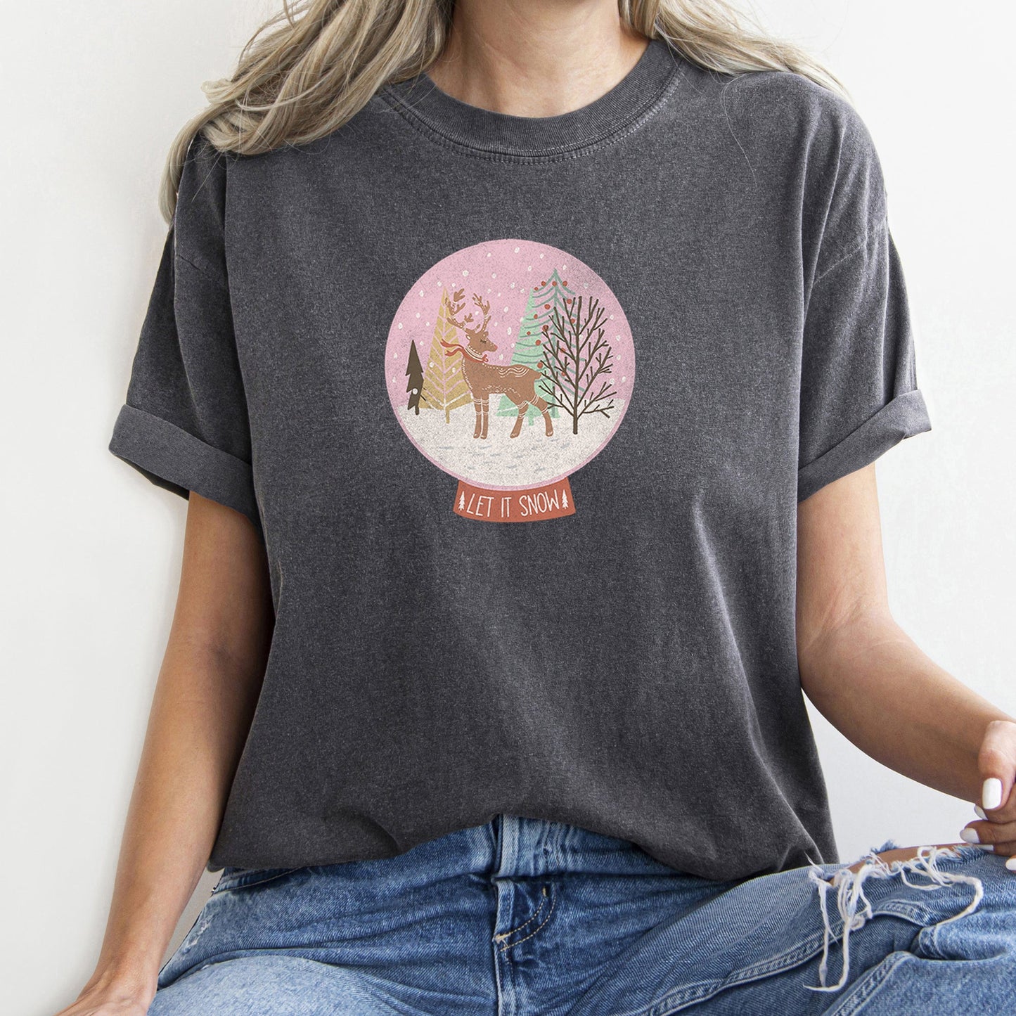 Let It Snow, Snow Ball, Christmas, Deer, Comfort Colors, Tshirt