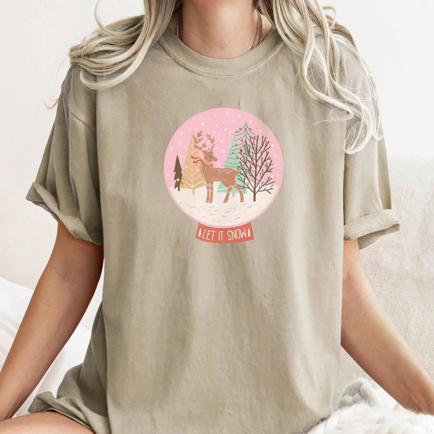 Let It Snow, Snow Ball, Christmas, Deer, Comfort Colors, Tshirt