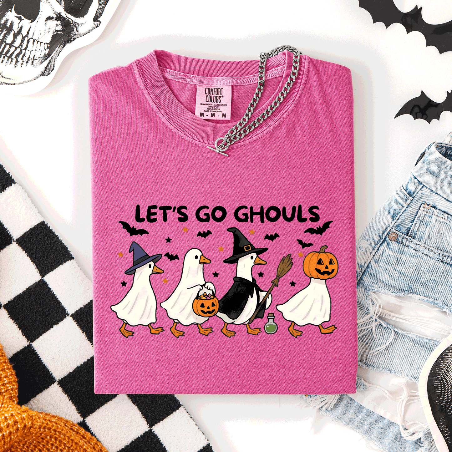 Let's Go Ghouls, Funny Geese, Goose, Halloween, Witch, Comfort Colors T-Shirt