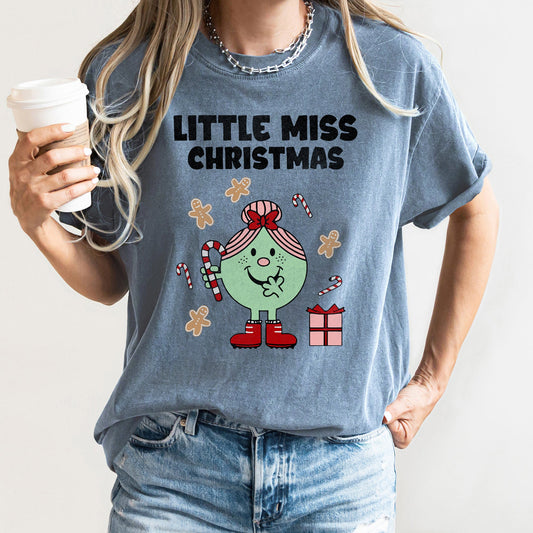 Little Miss Christmas, Classic, Vintage, Retro, Candy Cane, Comfort Colors, Tshirt