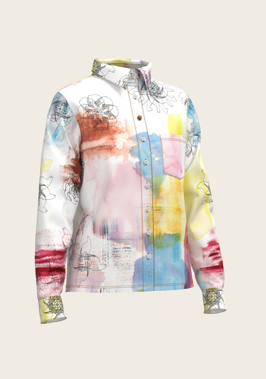 Horse Flower Fair Loose Fitting Button Shirt