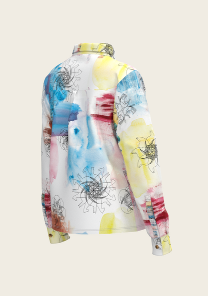 Horse Flower Fair Loose Fitting Button Shirt
