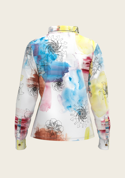 Horse Flower Fair Loose Fitting Button Shirt