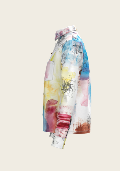 Horse Flower Fair Loose Fitting Button Shirt