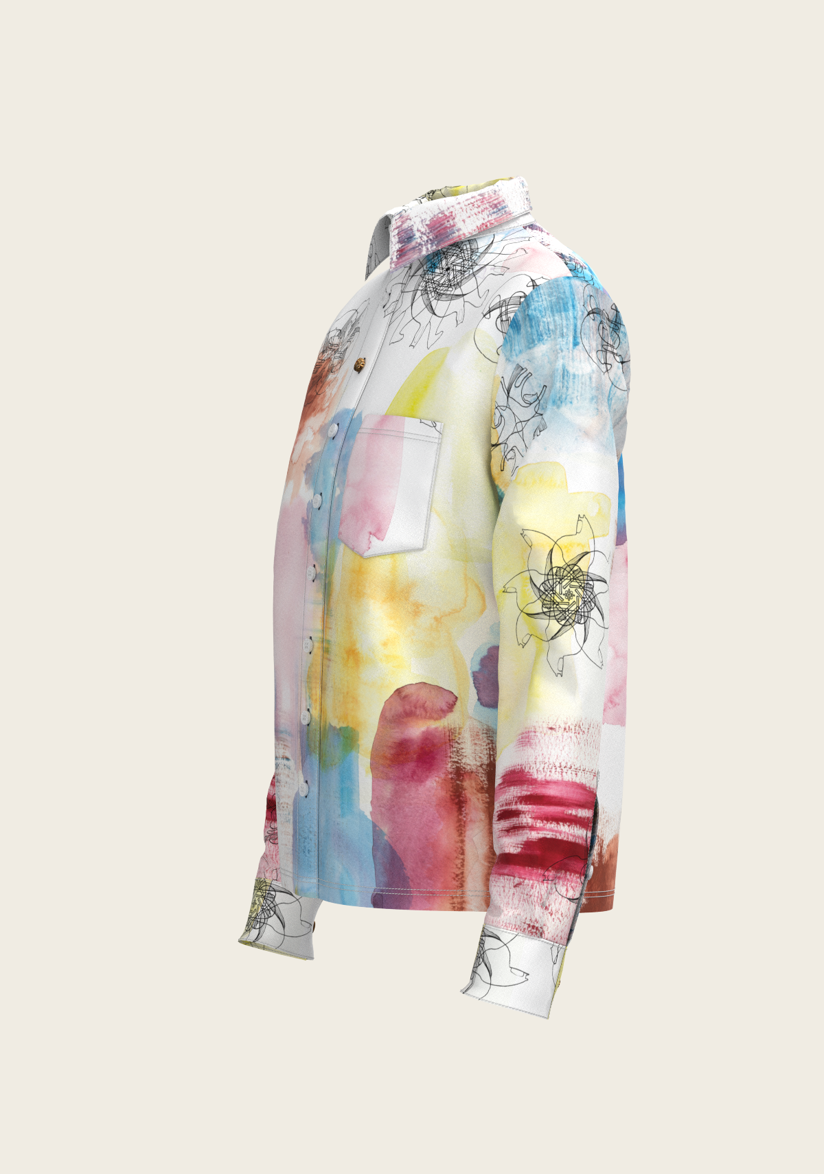 Horse Flower Fair Loose Fitting Button Shirt