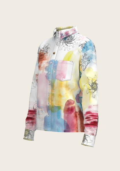Horse Flower Fair Loose Fitting Button Shirt
