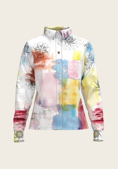Horse Flower Fair Loose Fitting Button Shirt