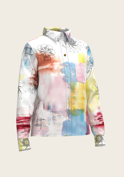 Horse Flower Fair Loose Fitting Button Shirt