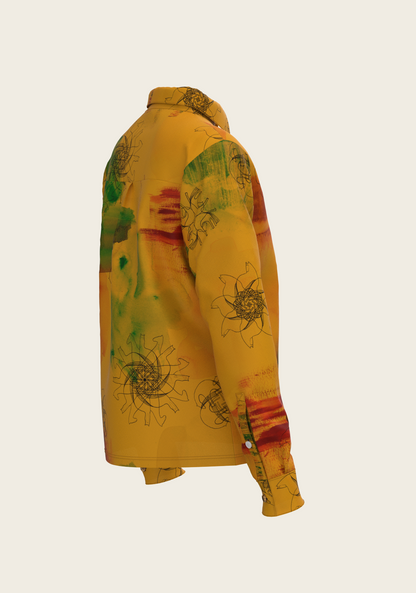 Horse Flower Fair on Ochre Loose Fitting Button Shirt