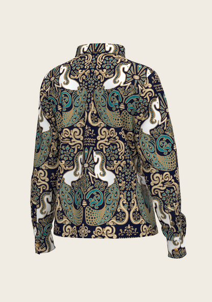 Mermaid Horses Loose Fitting Button Shirt
