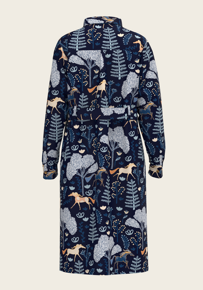  Forest on Navy Long Sleeve Shirt Dress