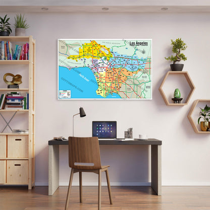 Los Angeles County Map - SOUTH - No Zip Codes - POSTER PRINTS