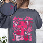 Love Like Jesus, Valentine's Day, Heart, Cross, Faith, Christian, Religious, Front and Back Sweatshirt