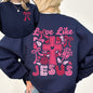 Love Like Jesus, Valentine's Day, Heart, Cross, Faith, Christian, Religious, Front and Back Sweatshirt